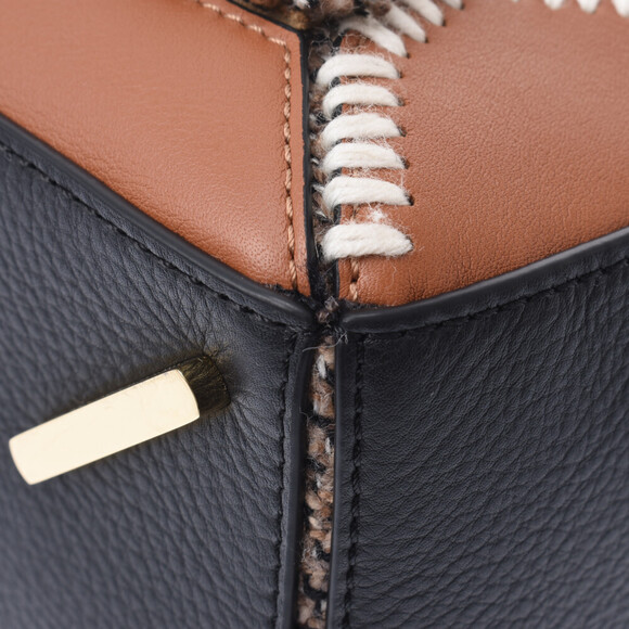 Loewe Puzzle Bag Brown Black Tweed Leather Handbag - Picture 6 of 9